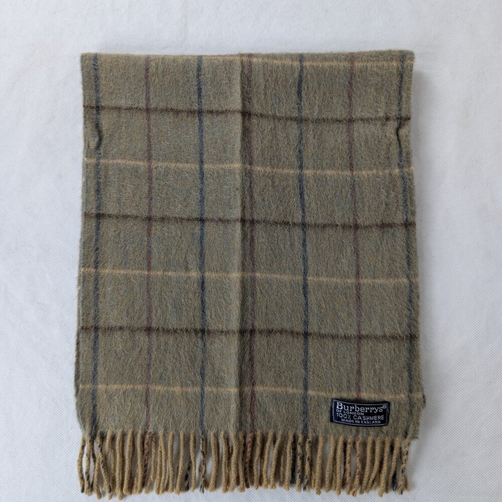 Burberry Cashmere Scarf Green | Unisex | Timeless Check Look | Fast Dispatch - Picture 2 of 6